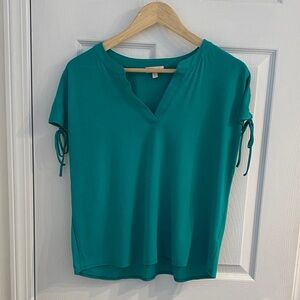 Laura Teal Women's Top with Tie Sleeves size Large